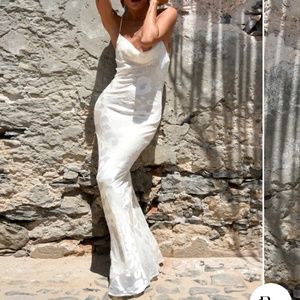 Cream & white silk dress